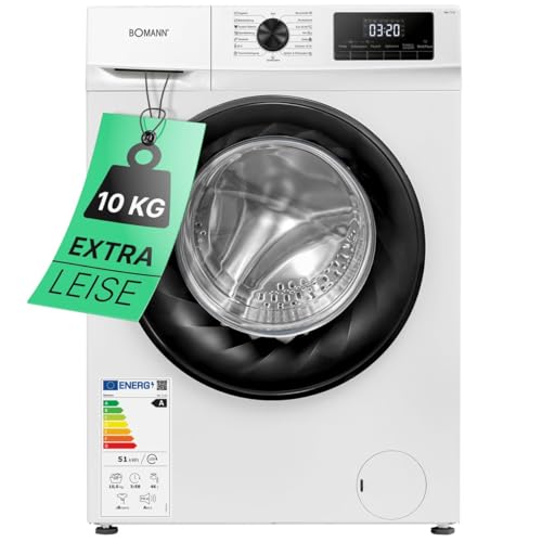 Bomann® Waschmaschine 10kg, effizienter Invertermotor, 15 Programme